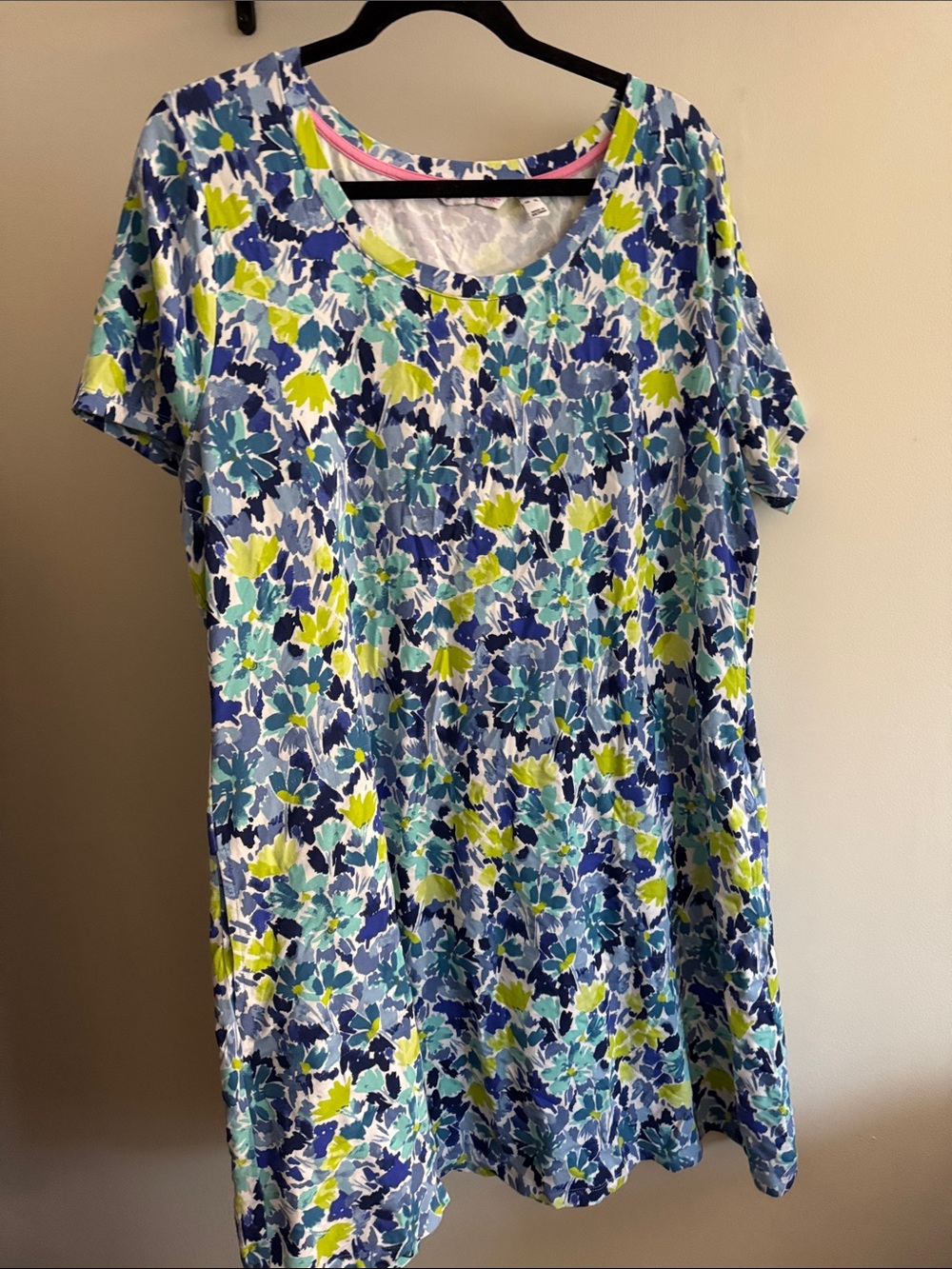 Isaac Mizrahi Blue, Teal & Pink Floral Scoop Neck Top